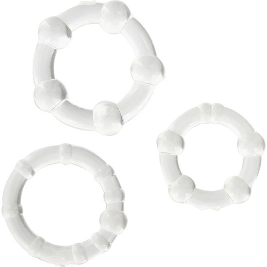 SEVEN CREATIONS - SET OF THREE TRANSPARENT COCK RINGS