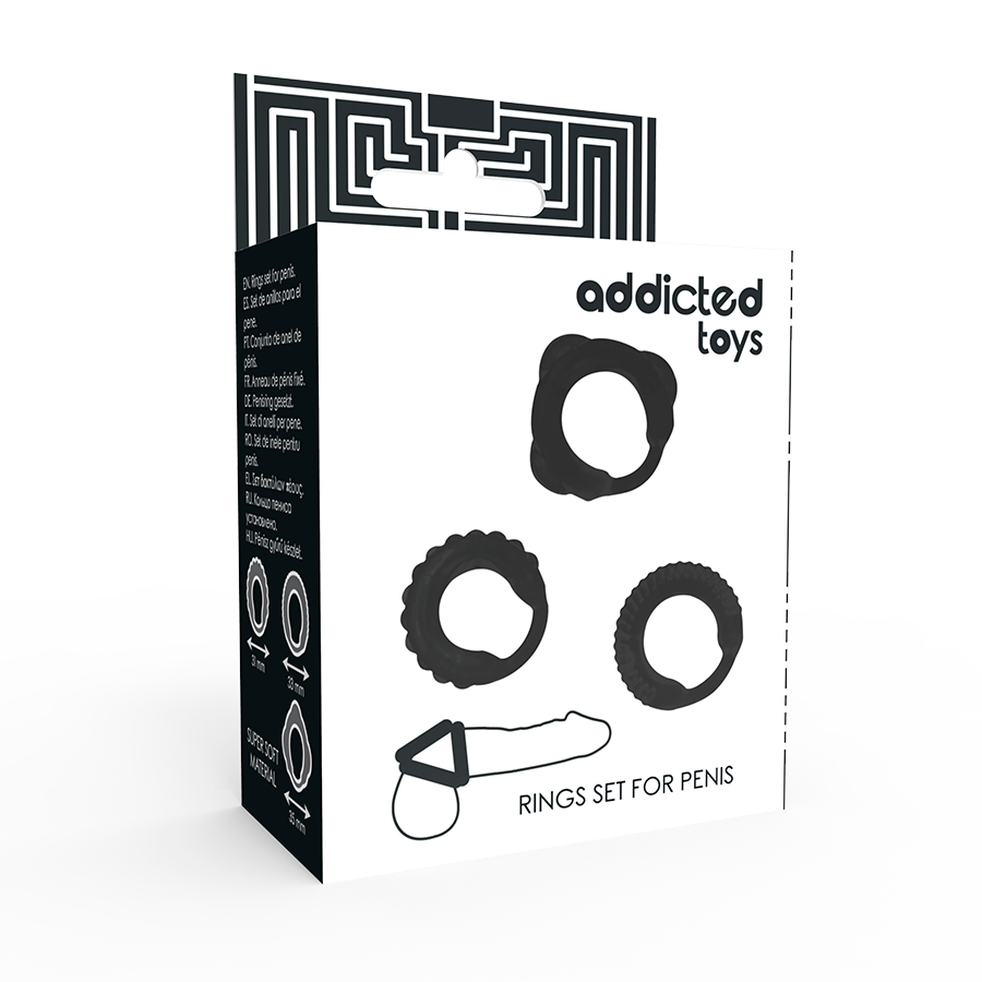 ADDICTED TOYS - SET C-RING NERO - ADDICTED TOYS | Lingerie Harness Boutique