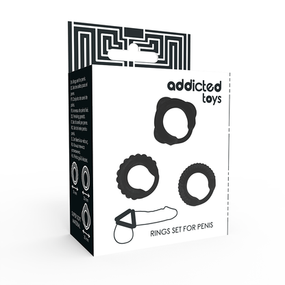 ADDICTED TOYS - SET C-RING NERO - ADDICTED TOYS | Lingerie Harness Boutique