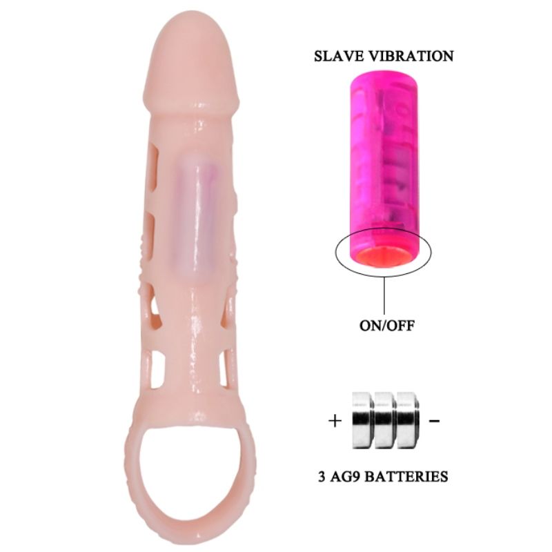 BAILE - COPERTURA ESTENSORE PENE CON VIBRAZIONE E CINTURINO NATURALE 13.5 CM - BAILE FOR HIM | Lingerie Harness Boutique