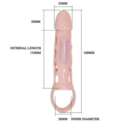BAILE - COPERTURA ESTENSORE PENE CON VIBRAZIONE E CINTURINO NATURALE 13.5 CM - BAILE FOR HIM | Lingerie Harness Boutique