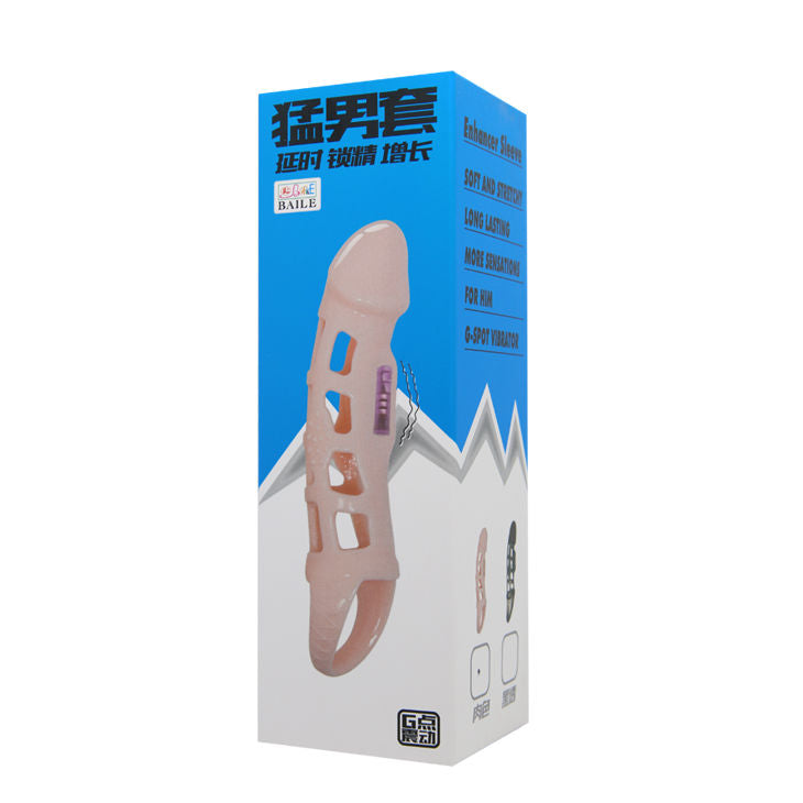 BAILE - COPERTURA ESTENSORE PENE CON VIBRAZIONE E CINTURINO NATURALE 13.5 CM - BAILE FOR HIM | Lingerie Harness Boutique