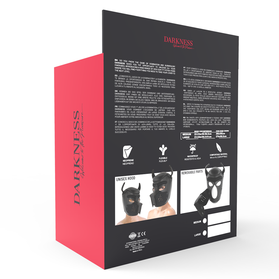 DARKNESS - MASCHERA PER CANI IN NEOPRENE CON MUSERELLA RIMOVIBILE L - DARKNESS BONDAGE | Lingerie Harness Boutique