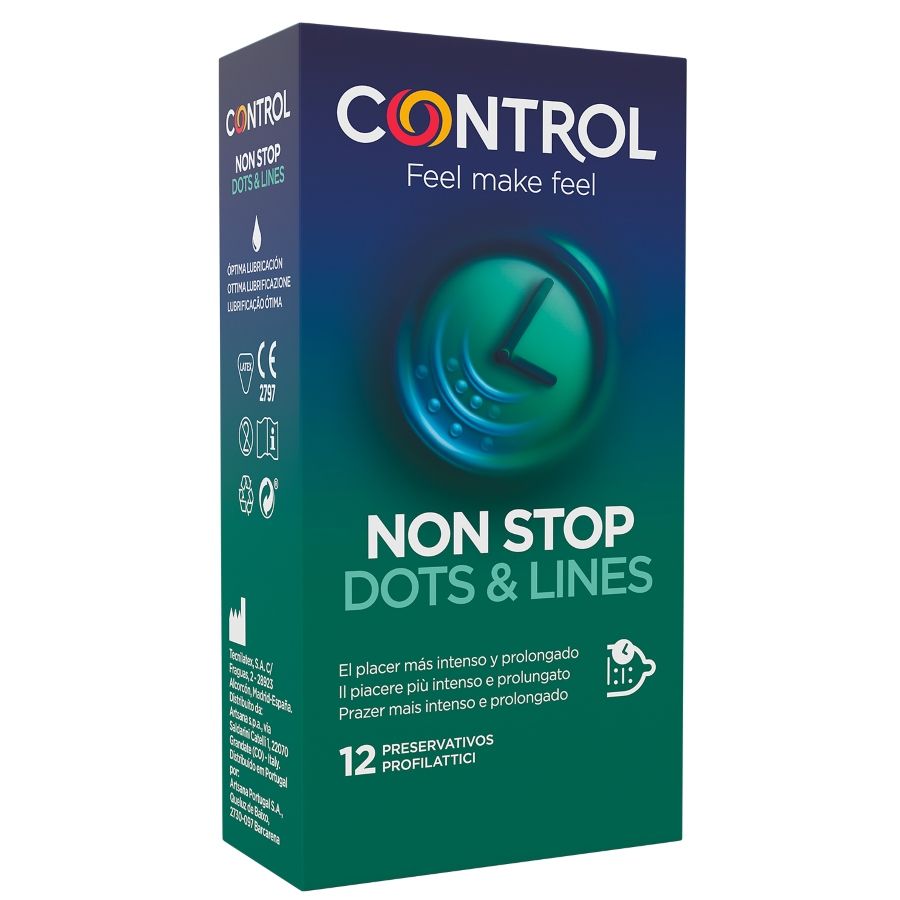 CONTROL - NONSTOP DOTS AND LINES CONDOMS 12 UNITS - CONTROL CONDOMS | Lingerie Harness Boutique