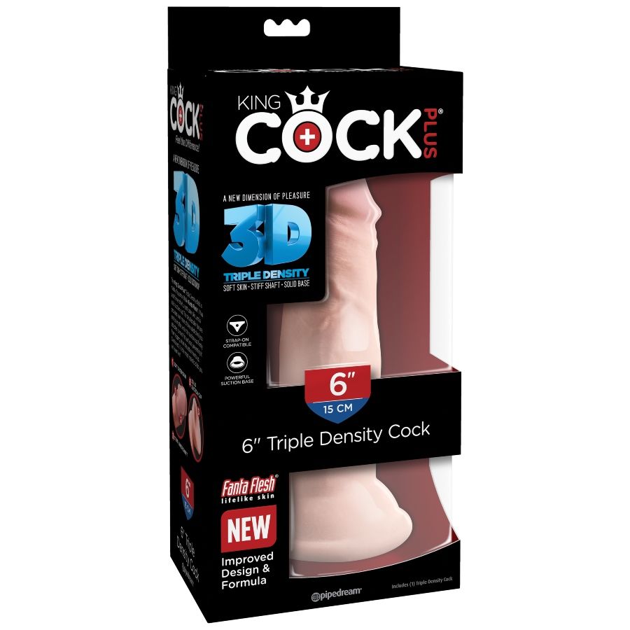 KING COCK - DILDO TRIPLA DENSIT 15 CM - KING COCK PLUS | Lingerie Harness Boutique