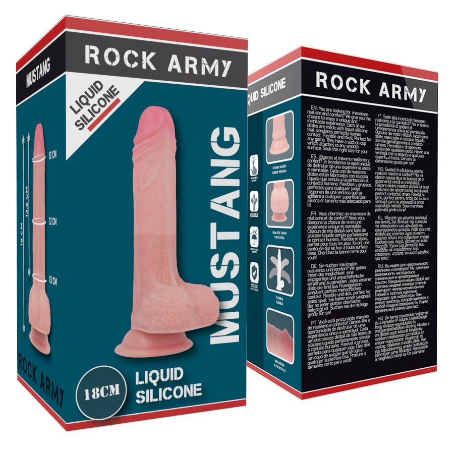 ROCKARMY - LIQUID SILICONE PREMIUM MUSTANG REALISTICO 18 CM -O- 4.14 CM - ROCK ARMY | Lingerie Harness Boutique