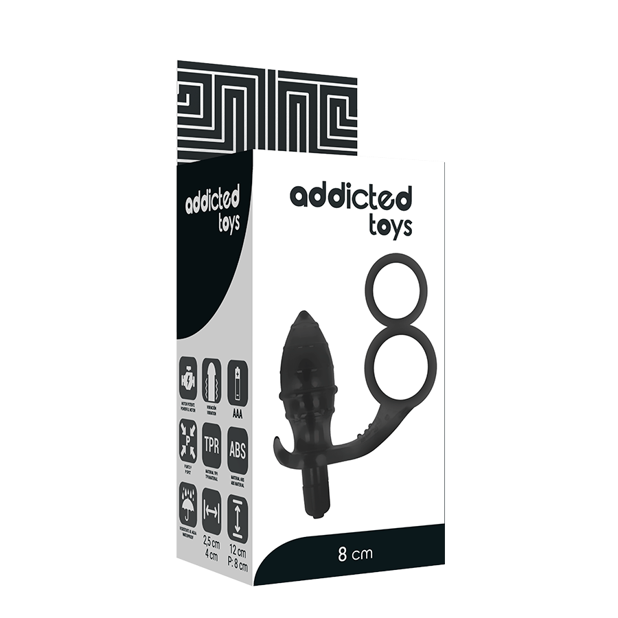 ADDICTED TOYS - PLUG ANALE CON DOPPIO ANELLO NERO - ADDICTED TOYS | Lingerie Harness Boutique