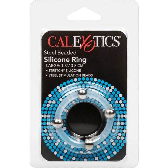 CALEXOTICS - ANELLO IN SILICONE CON PERLINE IN ACCIAIO L - CALEXOTICS | Lingerie Harness Boutique