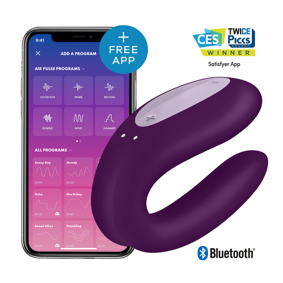 SATISFYER - DOUBLE JOY WITH BLACK APP