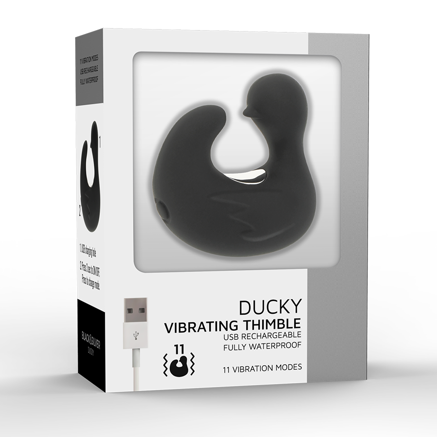 BLACK&SILVER - DUCKYMANIA DITALE RICARICABILE STIMOLANTE D'ANATRA IN SILICONE - BLACK&SILVER | Lingerie Harness Boutique