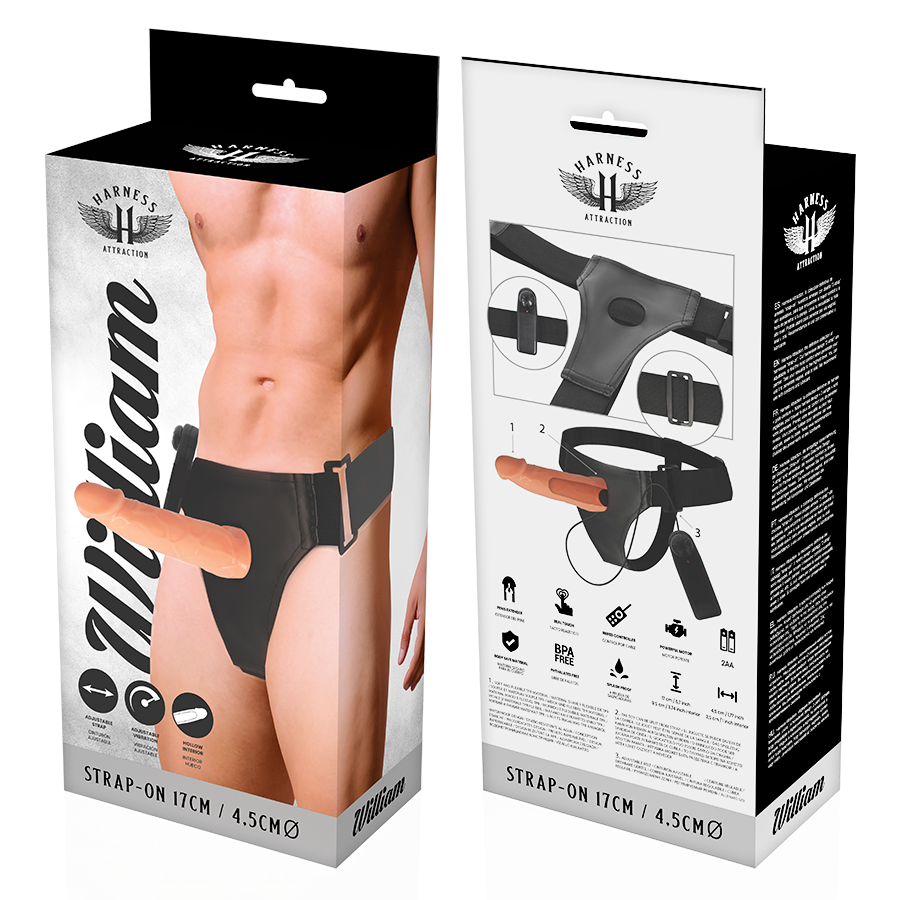 HARNESS ATTRACTION - WILLIAN HOLLOW RNES CON VIBRATORE 17 CM -O- 4.5 CM - HARNESS ATTRACTION | Lingerie Harness Boutique
