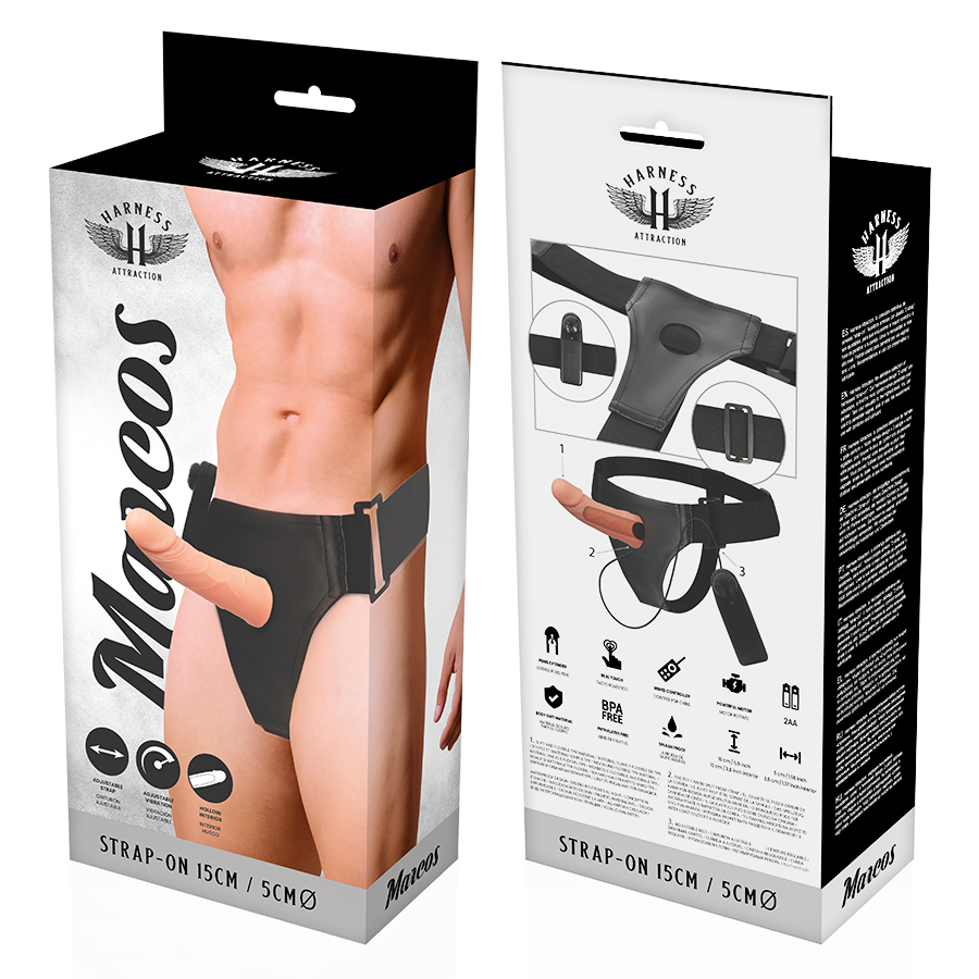 HARNESS ATTRACTION - RNES TELAI CAVI CON VIBRATORE 15 CM -O- 5 CM - HARNESS ATTRACTION | Lingerie Harness Boutique