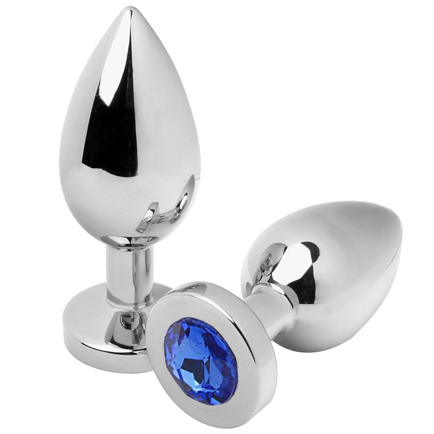 METAL HARD - PLUG ANALE DIAMOND BLUE MEDIO 7.62CM - METAL HARD | Lingerie Harness Boutique