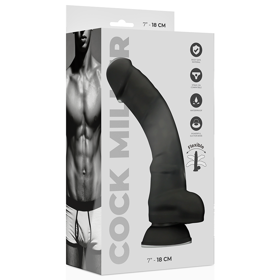 COCK MILLER - COCKSIL IN SILICONE DENSIT ARTICOLABILE NERO 18 CM - COCK MILLER | Lingerie Harness Boutique