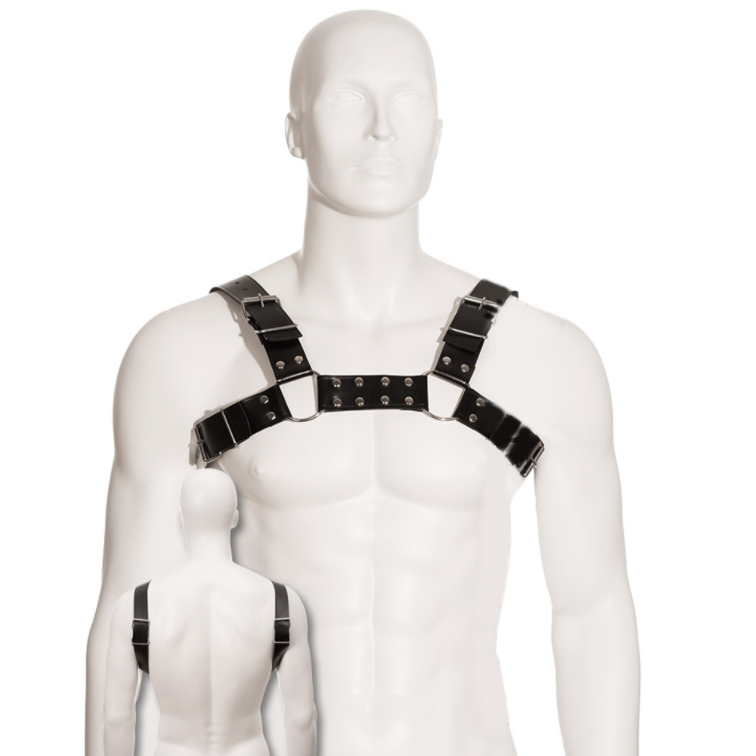 LEATHER BODY - BLACK LEATHER BULL DOG ​​HARNESS