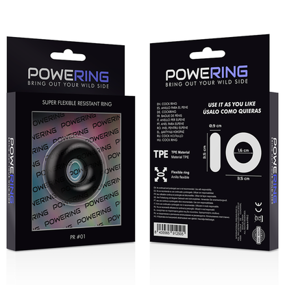 POWERING - ANELLO PER PENE SUPER FLESSIBILE E RESISTENTE 3,5 CM NERO