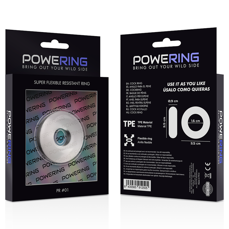 POWERING - SUPER FLEXIBLE AND RESISTANT COCK RING 3.5 CM TRANSPARENT