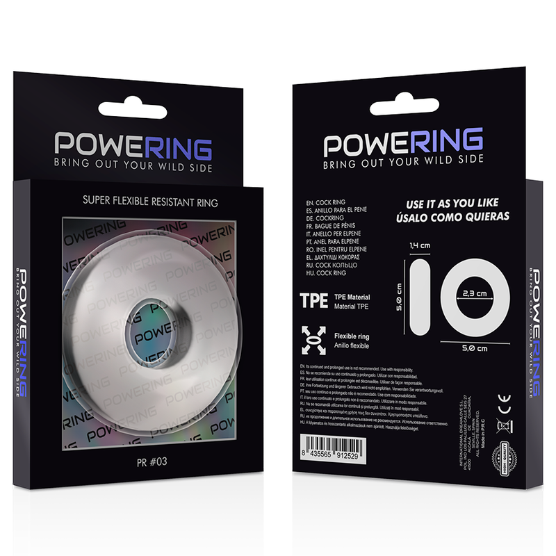 POWERING - SUPER FLEXIBLE AND RESISTANT COCK RING 5CM PR03 TRANSPARENT