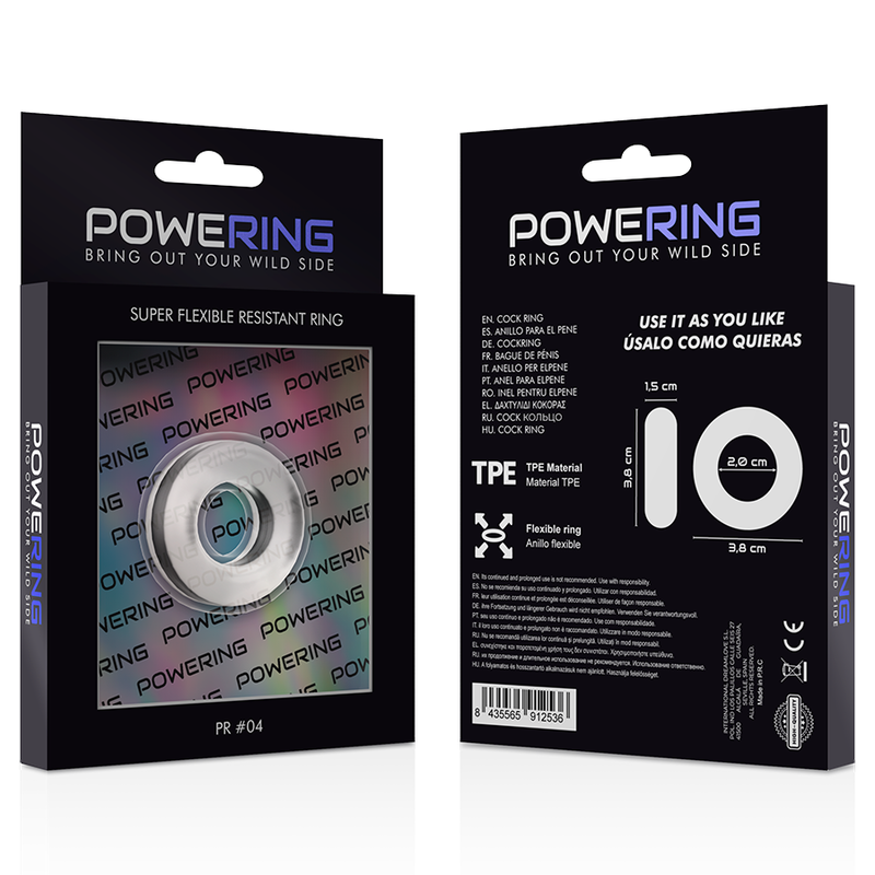 POWERING - ANELLO PER PENE SUPER FLESSIBILE E RESISTENTE 3,8 CM PR04 TRASPARENTE