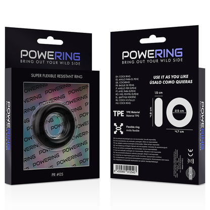 POWERING - SUPER FLEXIBLE AND RESISTANT COCK RING 4.8 CM PR05 BLACK