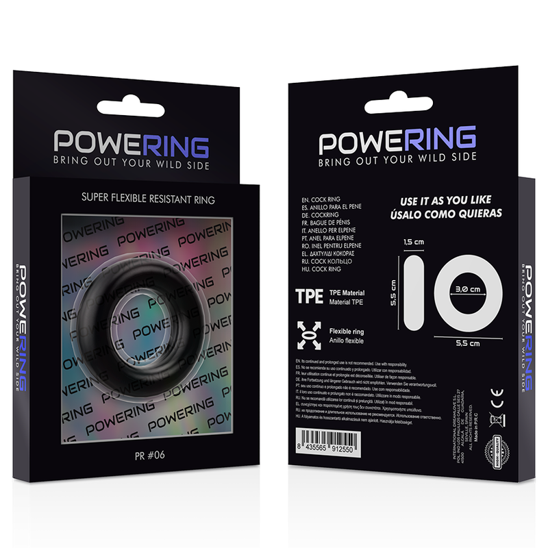 POWERING - SUPER FLEXIBLE AND RESISTANT COCK RING 5.5 CM PR06 BLACK