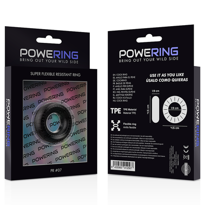 POWERING - SUPER FLEXIBLE AND RESISTANT COCK RING 4.5 CM PR07 BLACK