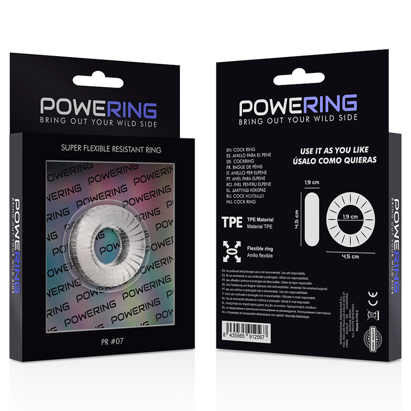 POWERING- SUPER FLEXIBLE AND RESISTANT COCK RING 4.5 CM PR07 TRANSPARENT