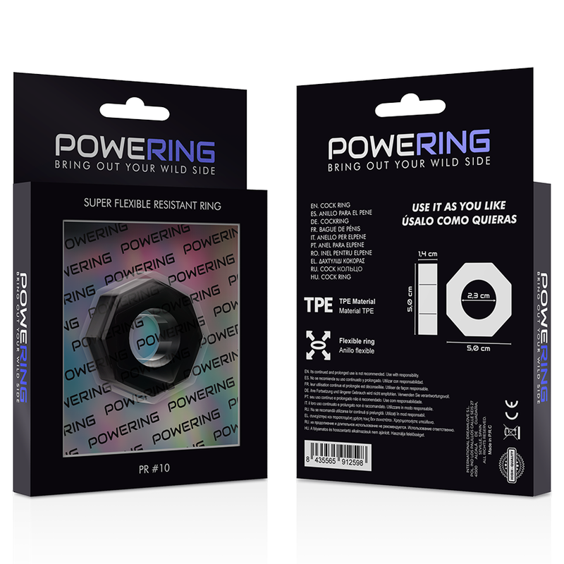 POWERING - SUPER FLEXIBLE AND RESISTANT COCK RING 5CM PR10 BLACK