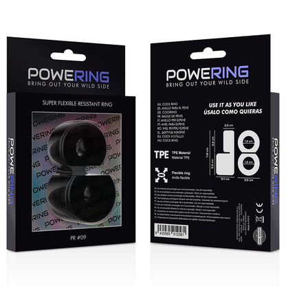 POWERING - SUPER FLEXIBLE AND RESISTANT DOUBLE COCK RING PR09 BLACK