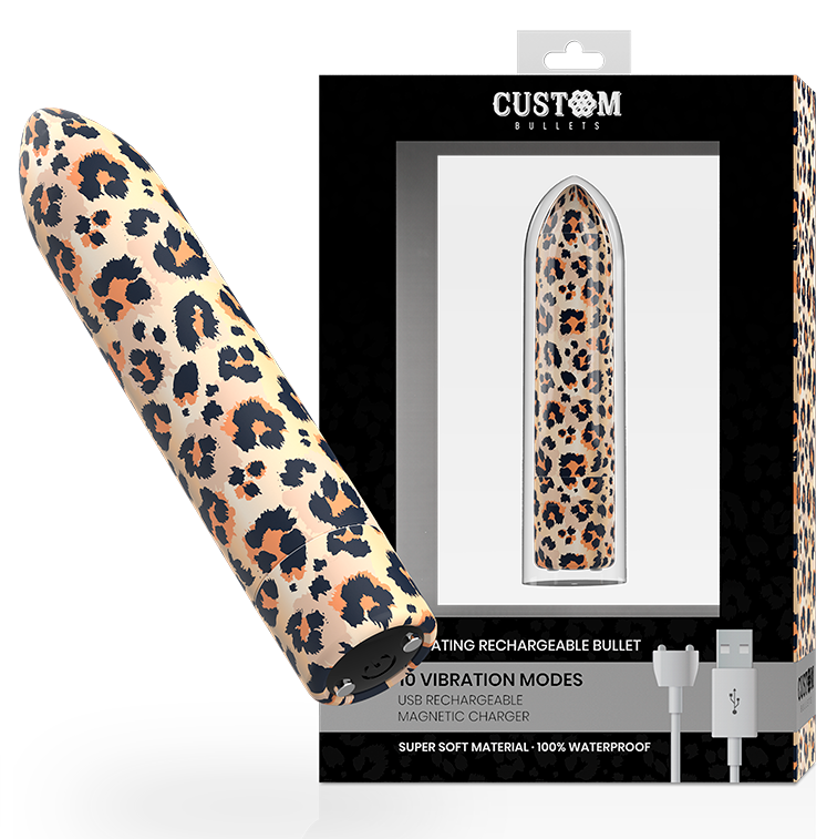 CUSTOM BULLETS - PERSONALIZZATI RICARICABILI LEOPARD 10 INTENSITÀ - CUSTOM BULLETS | Lingerie Harness Boutique