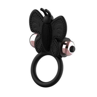 COQUETTE CHIC DESIRE - BUTTERFLY COCK RING WITH VIBRATOR BLACK/GOLD