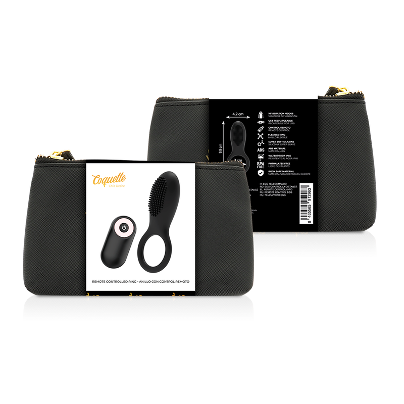 COQUETTE CHIC DESIRE - COCK RING TELECOMANDO RICARICABILE NERO/ORO - COQUETTE TOYS | Lingerie Harness Boutique