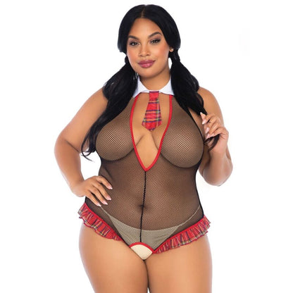 LEG AVENUE - SCHOOLGIRL CROTHLESS FITNESS TEDDY PLUS TAGLIA - LEG AVENUE TEDDIES | Lingerie Harness Boutique