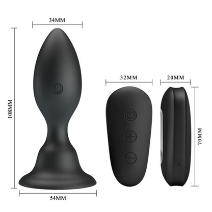 MR PLAY - PLUG ANALE CON TELECOMANDO VIBRAZIONE NERO - MR PLAY | Lingerie Harness Boutique