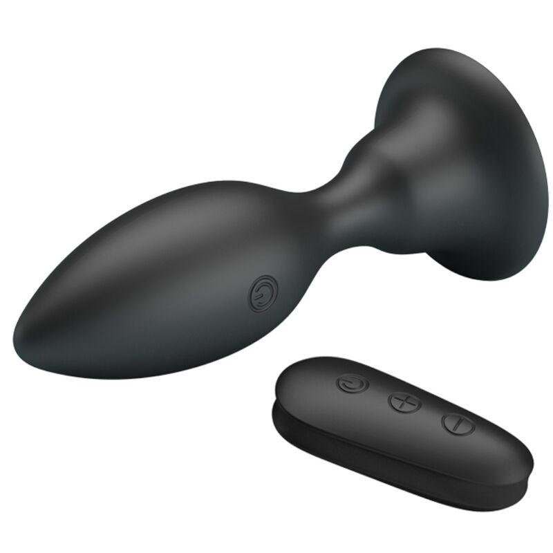 MR PLAY - PLUG ANALE CON TELECOMANDO VIBRAZIONE NERO - MR PLAY | Lingerie Harness Boutique
