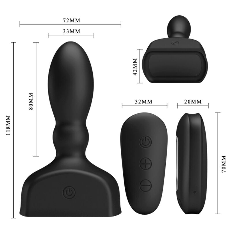 MR PLAY - TELECOMANDO PLUG ANALE GONFIABILE NERO - MR PLAY | Lingerie Harness Boutique