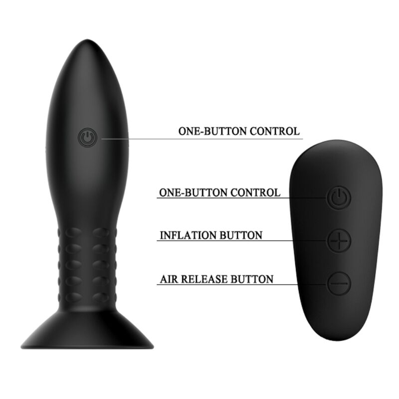 MR PLAY - SPINA CON TELECOMANDO SFERE ROTANTI NERE - MR PLAY | Lingerie Harness Boutique