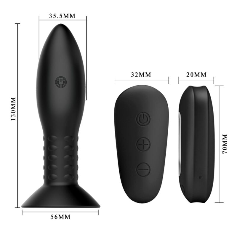 MR PLAY - SPINA CON TELECOMANDO SFERE ROTANTI NERE - MR PLAY | Lingerie Harness Boutique