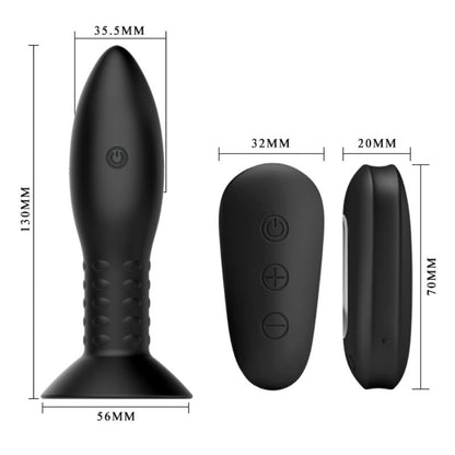 MR PLAY - SPINA CON TELECOMANDO SFERE ROTANTI NERE - MR PLAY | Lingerie Harness Boutique