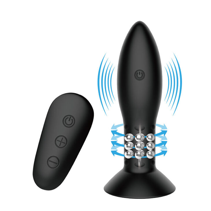 MR PLAY - SPINA CON TELECOMANDO SFERE ROTANTI NERE - MR PLAY | Lingerie Harness Boutique