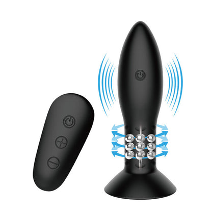MR PLAY - SPINA CON TELECOMANDO SFERE ROTANTI NERE - MR PLAY | Lingerie Harness Boutique