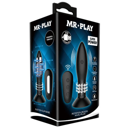 MR PLAY - SPINA CON TELECOMANDO SFERE ROTANTI NERE - MR PLAY | Lingerie Harness Boutique
