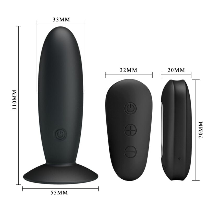 MR PLAY - PLUG ANALE CON TELECOMANDO VIBRAZIONE NERO - MR PLAY | Lingerie Harness Boutique