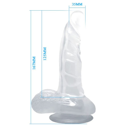BAILE - DILDO REALISTICO CON VENTOSA E TESTICOLI 16.7 CM TRASPARENTE - BAILE DILDOS | Lingerie Harness Boutique