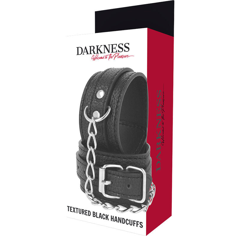 DARKNESS - MANETTE IN PELLE STRUTTURATA NERA - DARKNESS BONDAGE | Lingerie Harness Boutique
