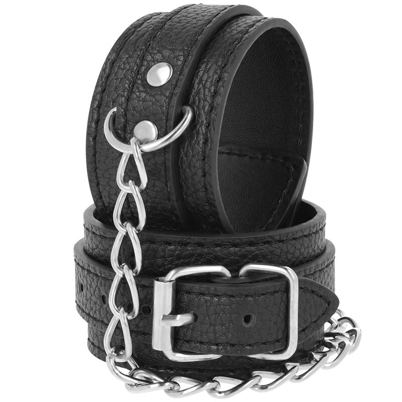 DARKNESS - MANETTE IN PELLE STRUTTURATA NERA - DARKNESS BONDAGE | Lingerie Harness Boutique