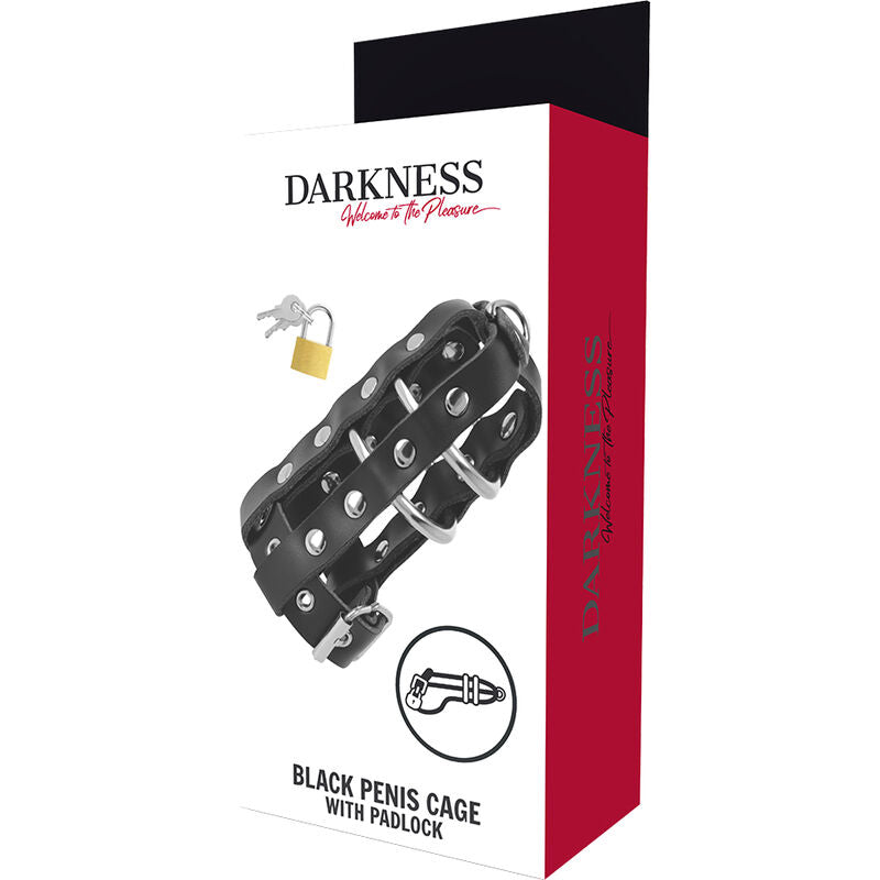 DARKNESS - GABBIA DI CASTIT IN PELLE CON SERRATURA - DARKNESS BONDAGE | Lingerie Harness Boutique
