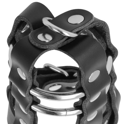 DARKNESS - LEATHER CHASTITY CAGE WITH LOCK