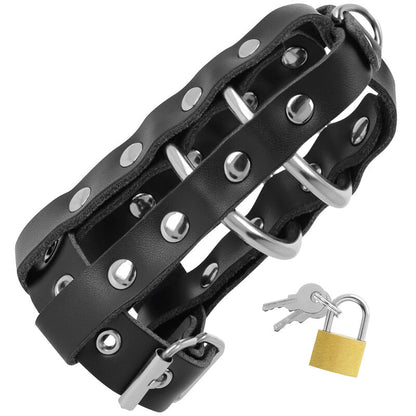 DARKNESS - GABBIA DI CASTIT IN PELLE CON SERRATURA - DARKNESS BONDAGE | Lingerie Harness Boutique