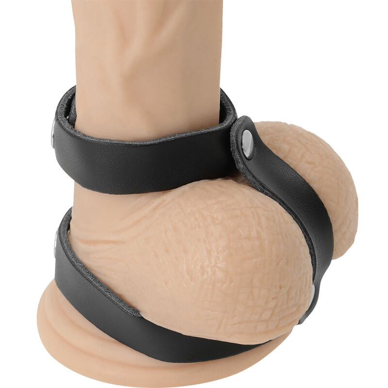 DARKNESS - ANELLO REGOLABILE PER PENE E TESTICOLI IN PELLE - DARKNESS BONDAGE | Lingerie Harness Boutique